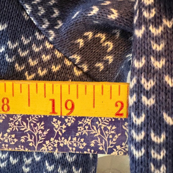 Stan Herman Womens L Blue White Fair Isle Print Zip Up Fleece Sweater Jacket - Picture 5 of 7